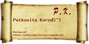 Petkovits Kornél névjegykártya