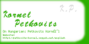 kornel petkovits business card